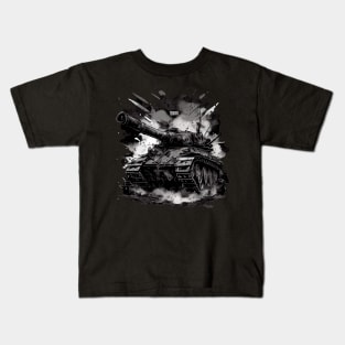 Tank at war. War Machine: A Powerful Tank Design Kids T-Shirt